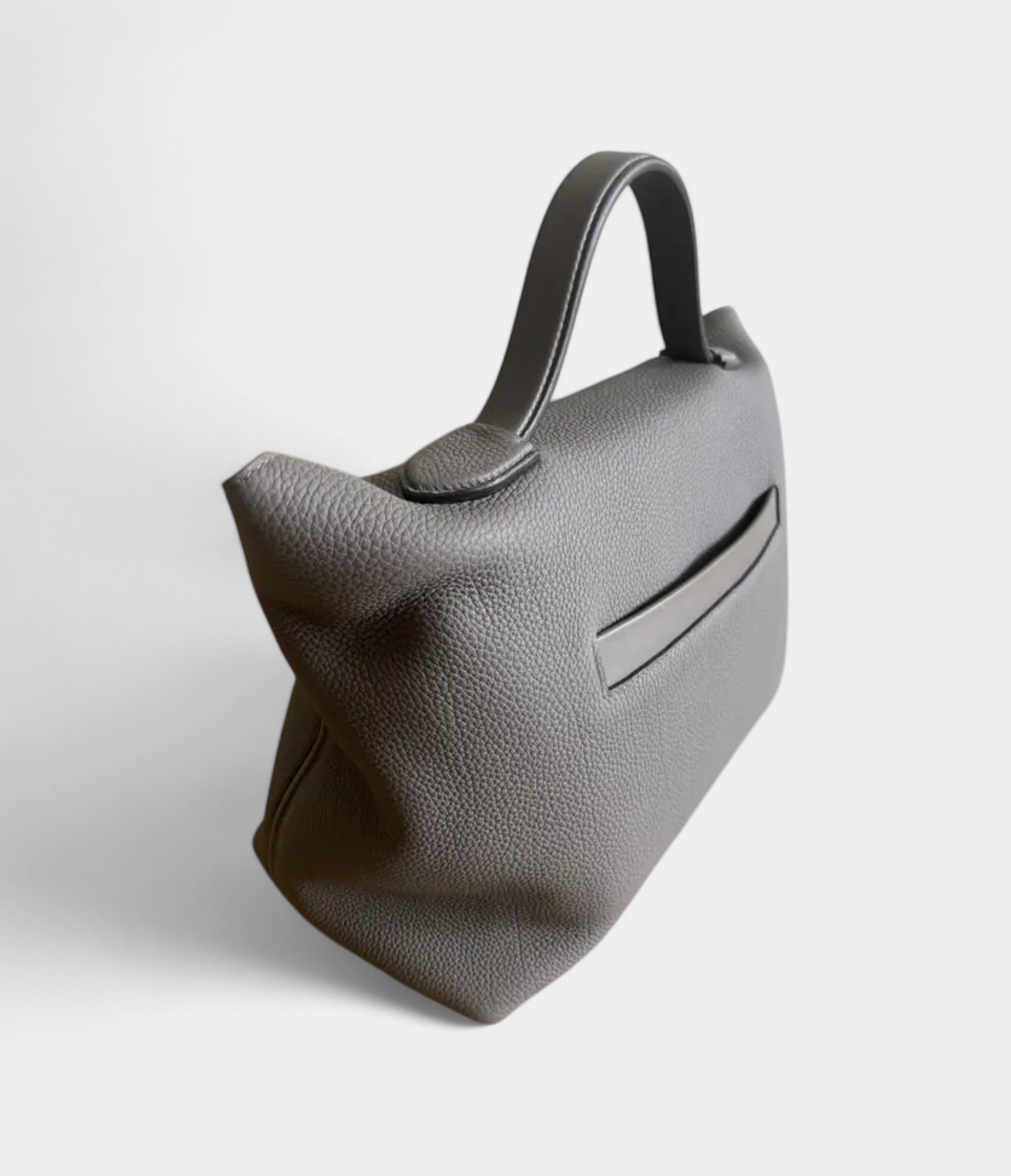 HM24/24 Handmade Grey Leather Bag with Palladium Hardware