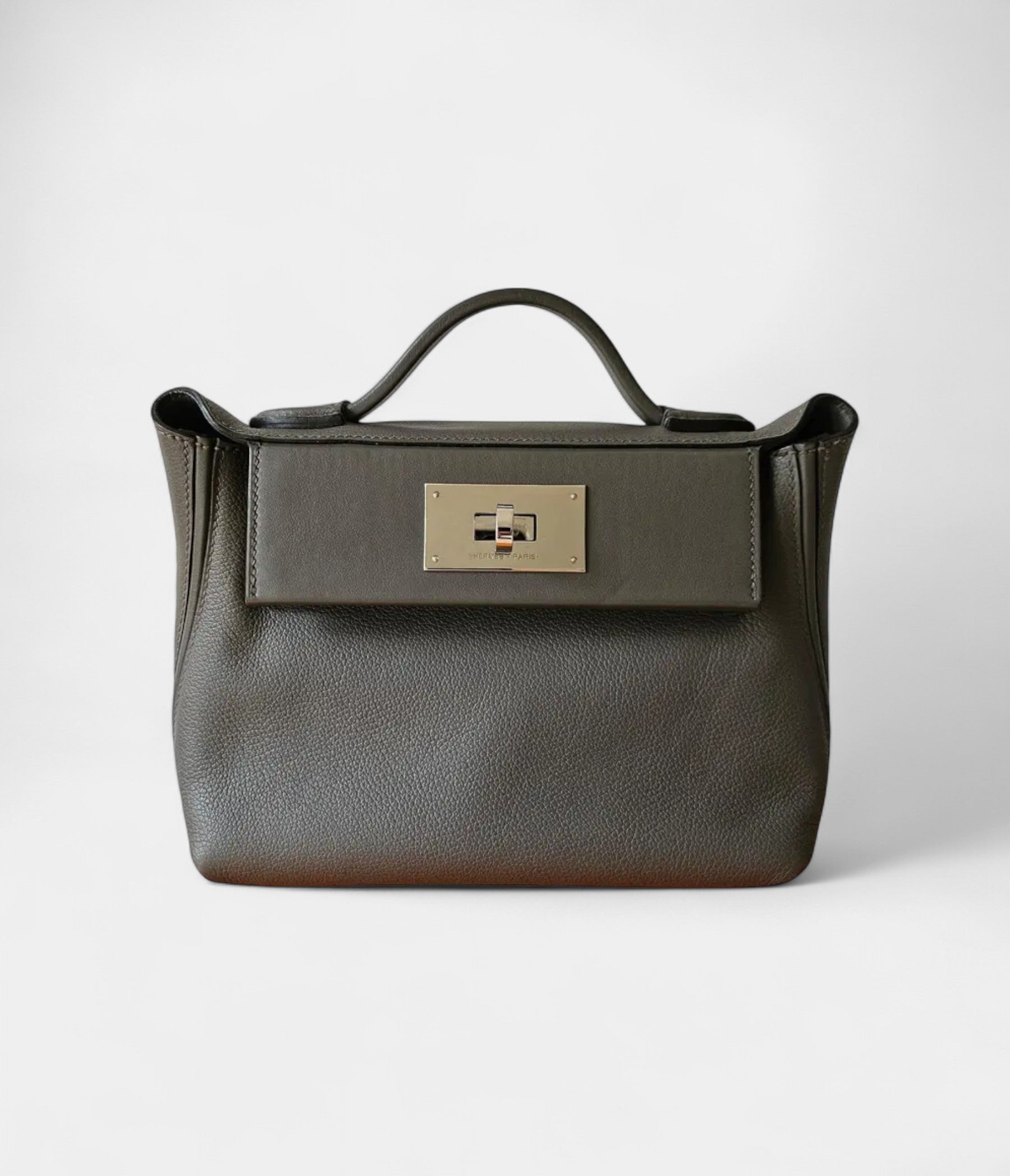 HM24/24 Handmade Grey Two-Tone Leather Bag with Palladium Hardware