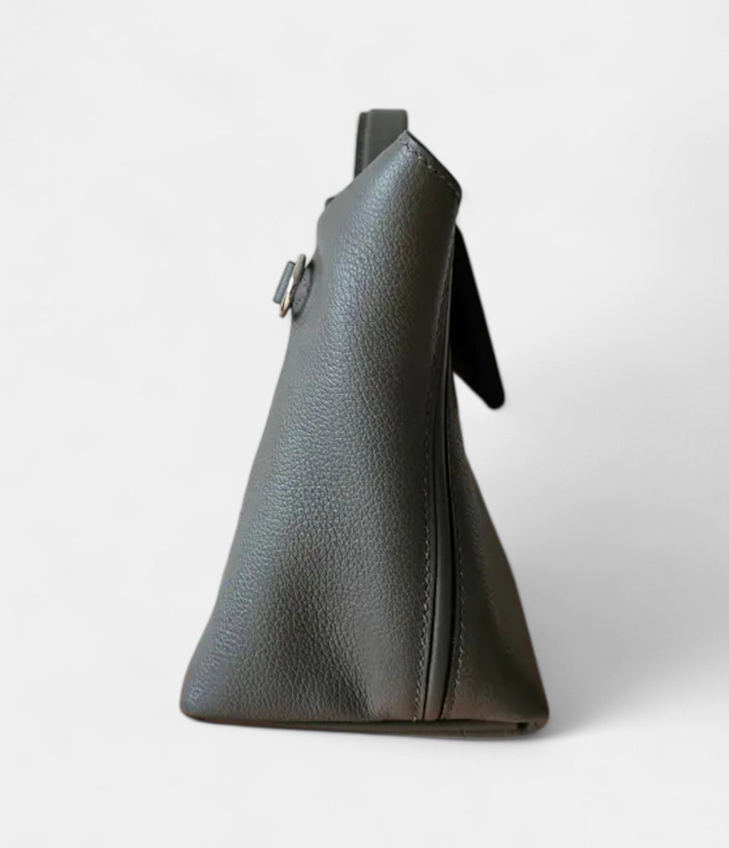 HM24/24 Handmade Grey Two-Tone Leather Bag with Palladium Hardware