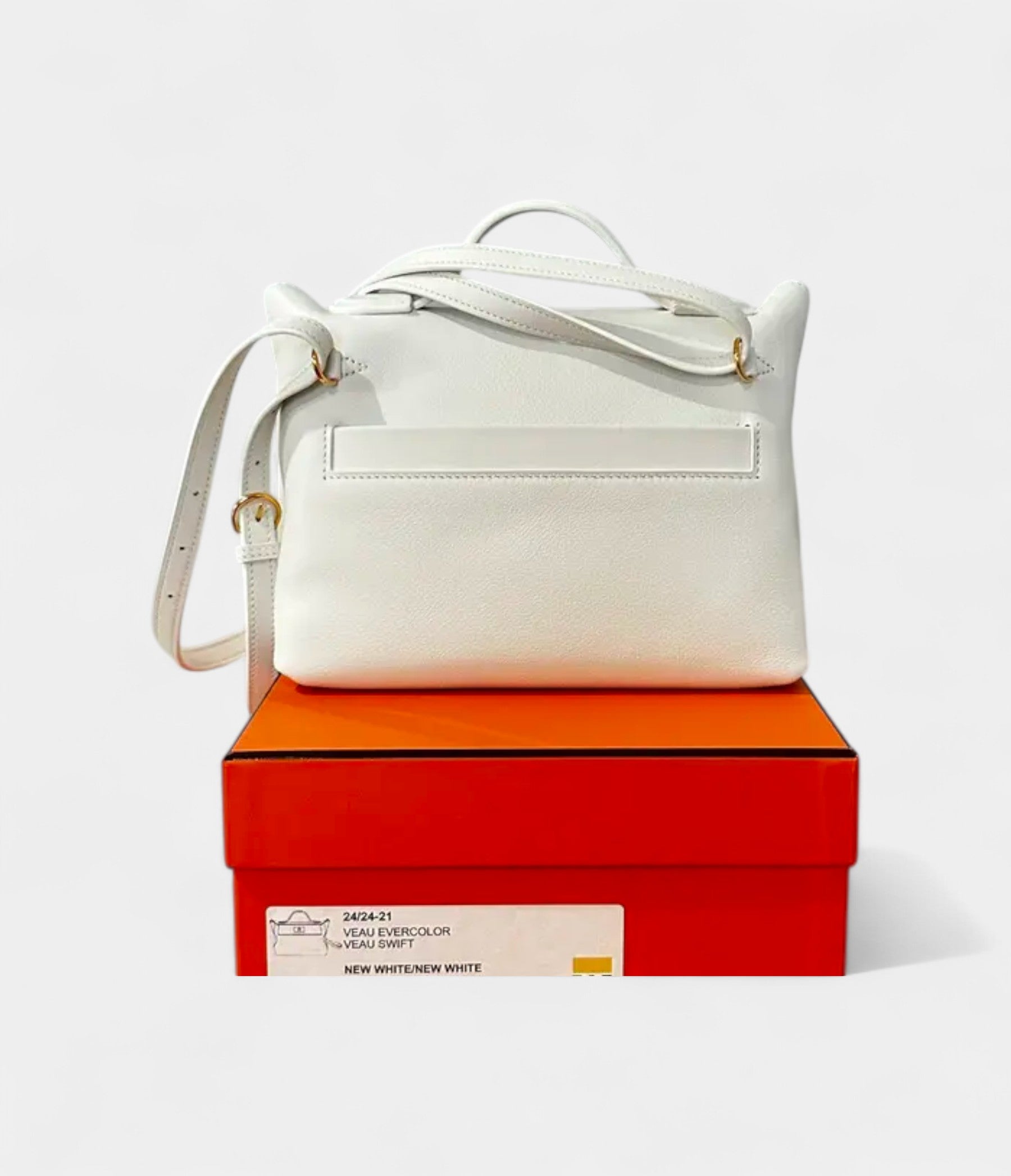 HM24/24 Handmade White & Leather Bag with Palladium Hardware