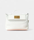 HM24/24 Handmade White & Leather Bag with Palladium Hardware