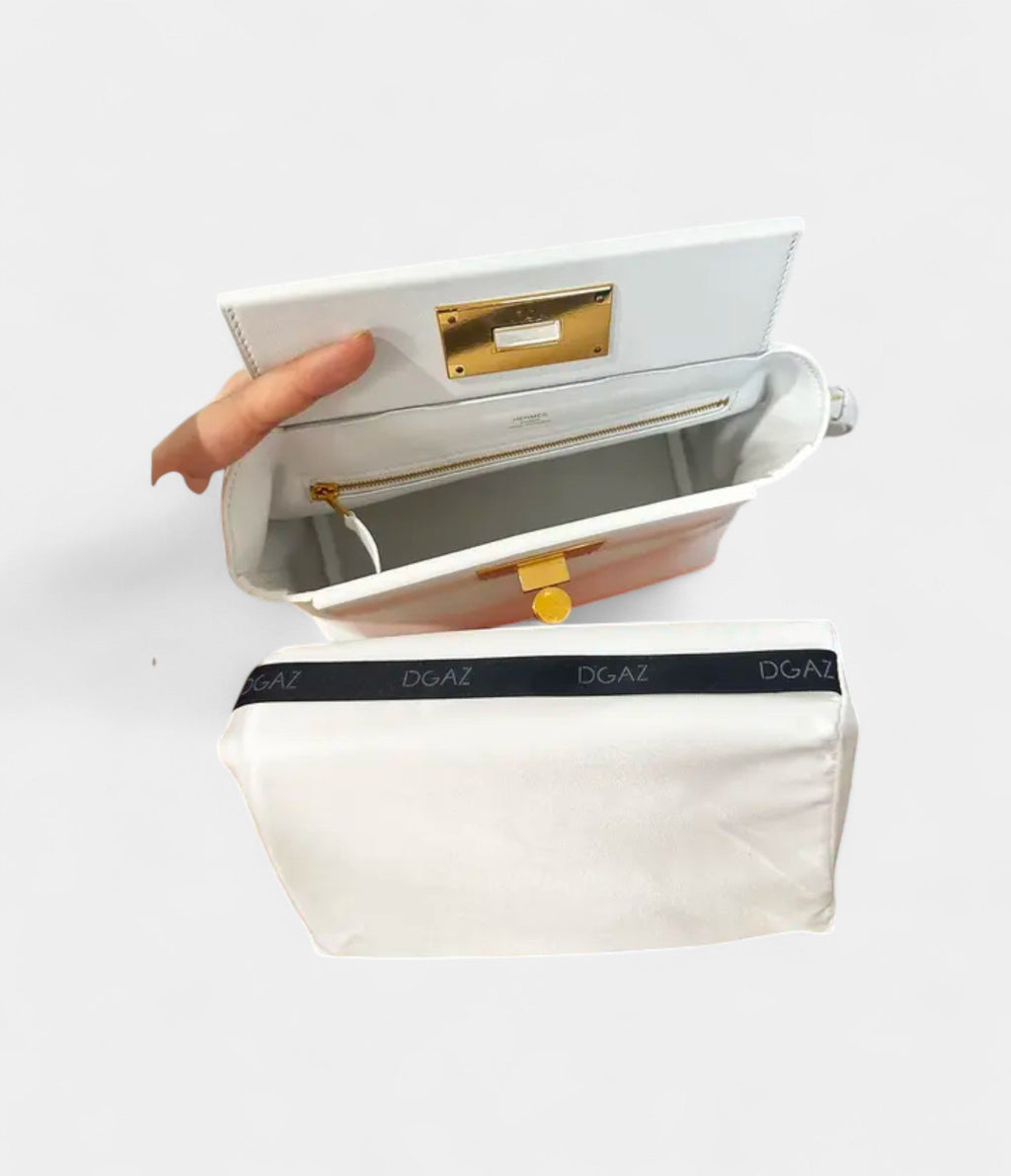 HM24/24 Handmade White & Leather Bag with Palladium Hardware