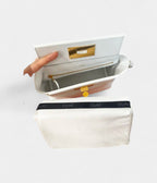 HM24/24 Handmade White & Leather Bag with Palladium Hardware