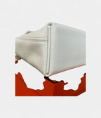 HM24/24 Handmade White & Leather Bag with Palladium Hardware