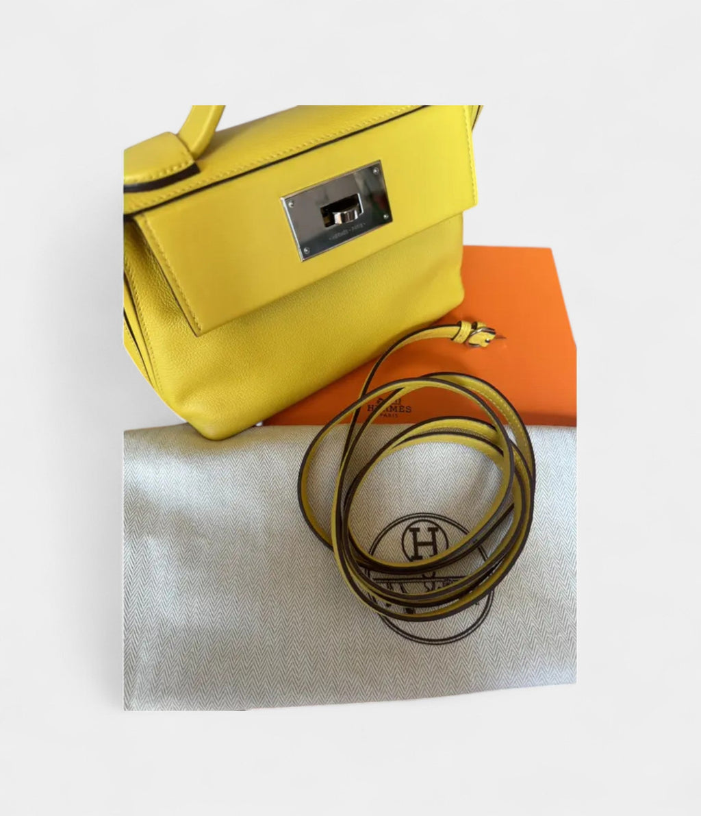 HM24/24 Handmade Yellow & Leather Bag with Palladium Hardware