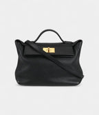 HM24/24 Handmade in Black and Gold-Tone Leather with Palladium Hardware