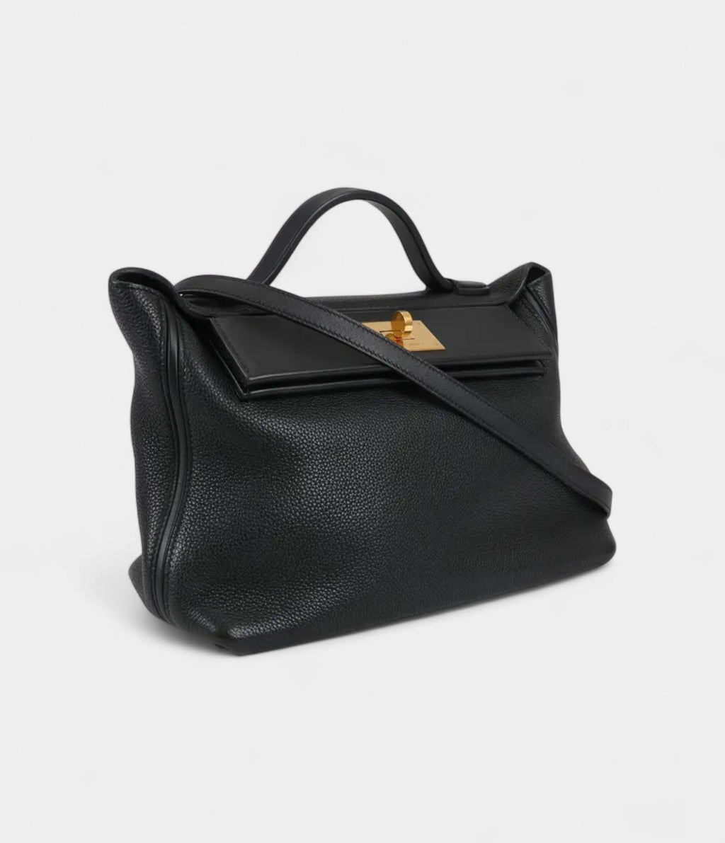 HM24/24 Handmade in Black and Gold-Tone Leather with Palladium Hardware