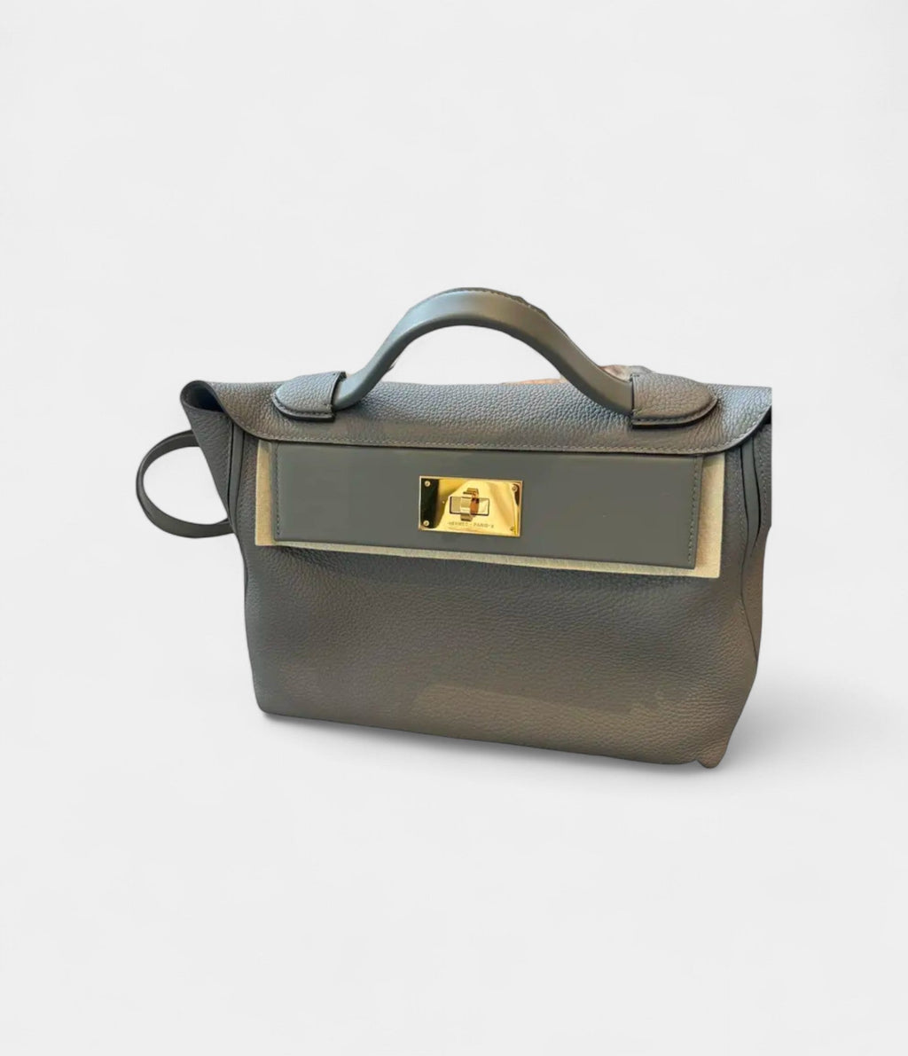 HM24/24 Handmade in Dark Grey and Gold-Tone Leather with Palladium Hardware