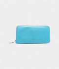 Hermes Azap Bleu Paon Blue Chevre Leather Zip Around Long Wallet
