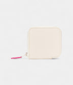 Hermes Azap Compact White Leather Pink Printed Wallet