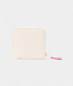 Hermes Azap Compact White Leather Pink Printed Wallet