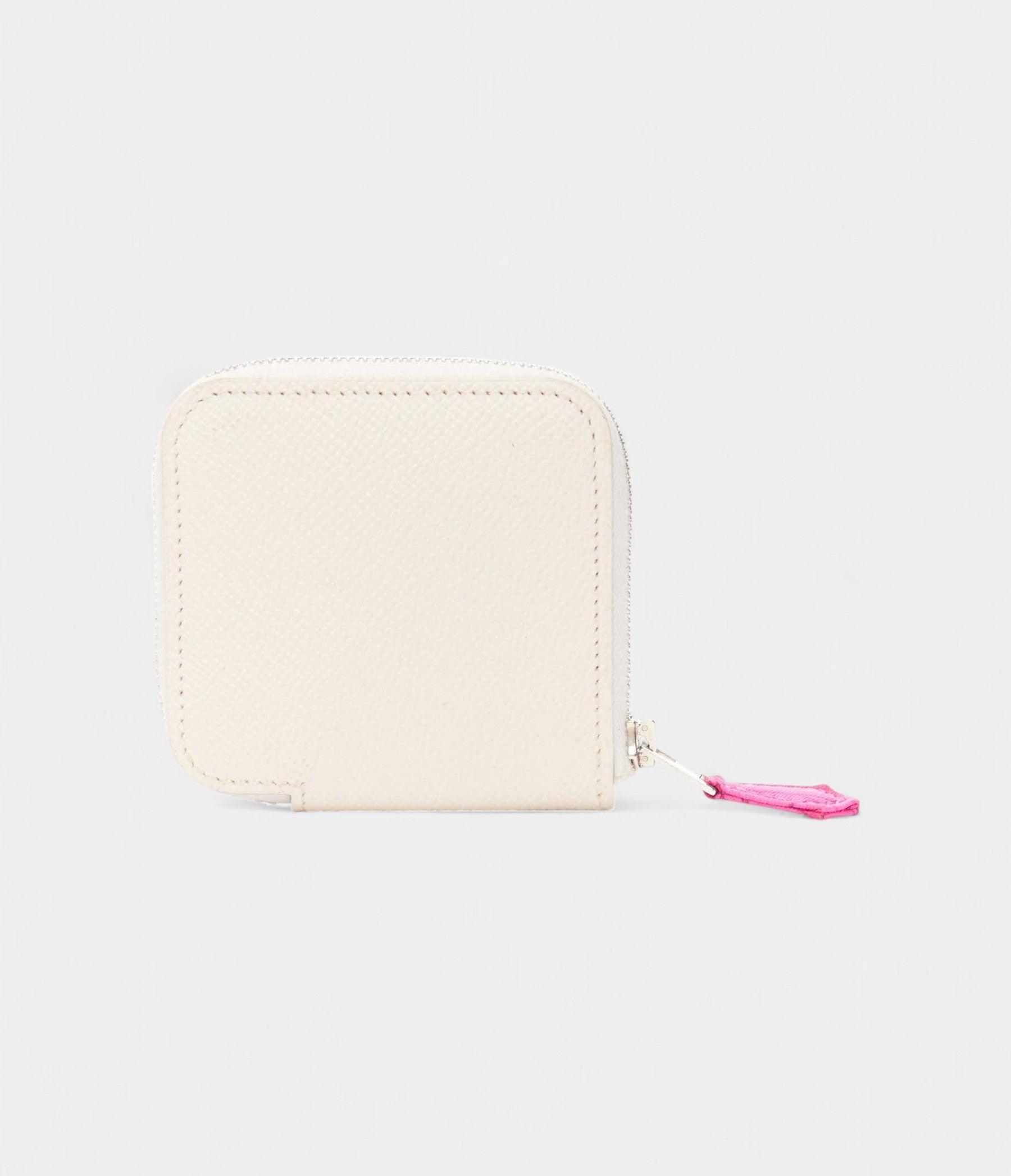 Hermes Azap Compact White Leather Pink Printed Wallet