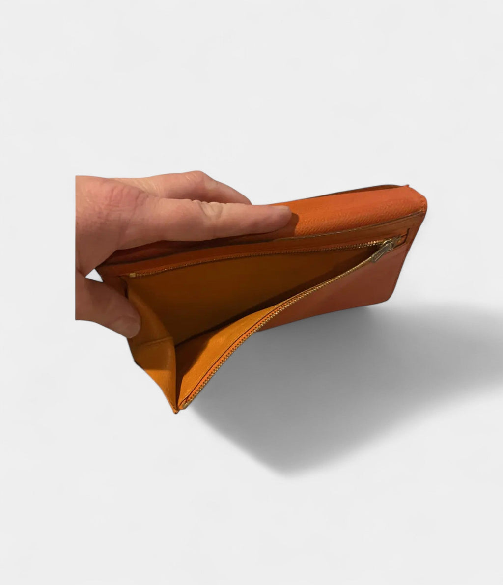 HMBéarn Leather Wallet In Orange Vibrant Statement