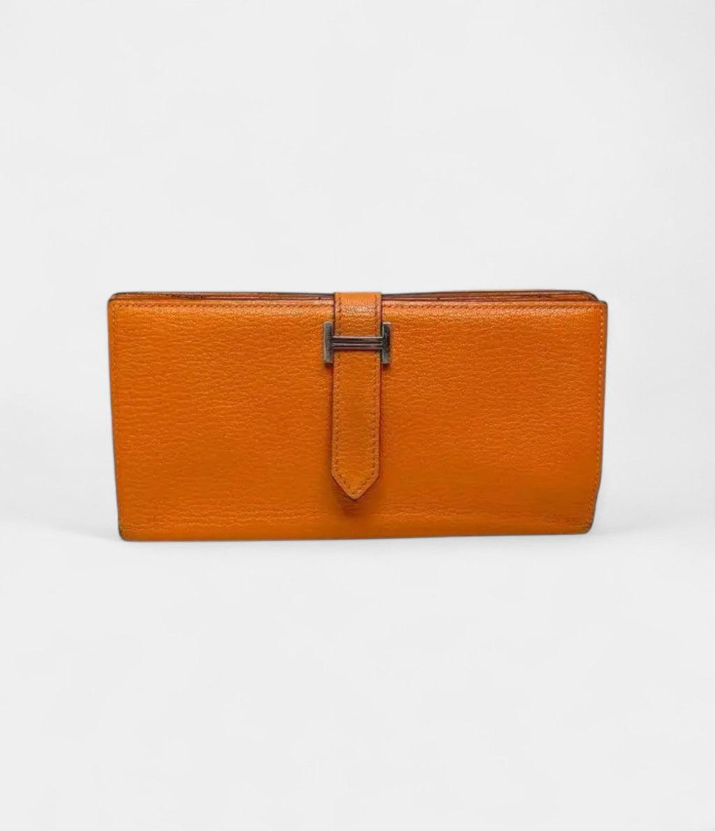 HMBéarn Leather Wallet in Orange Bold Heritage Refined Silhouette