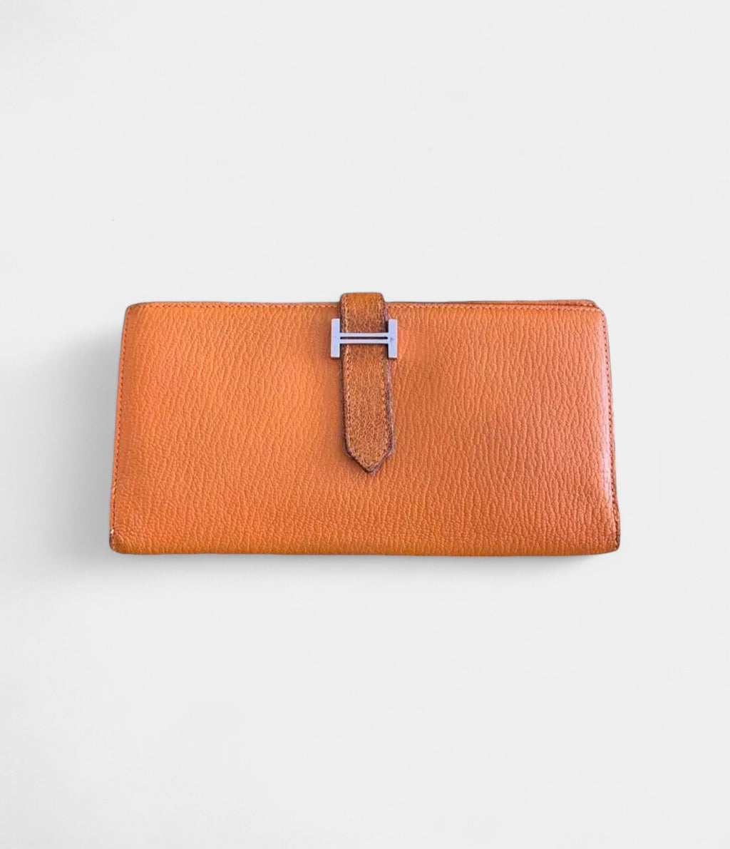 HMBéarn Leather Wallet in Orange Vibrant Heritage Timeless Silhouette