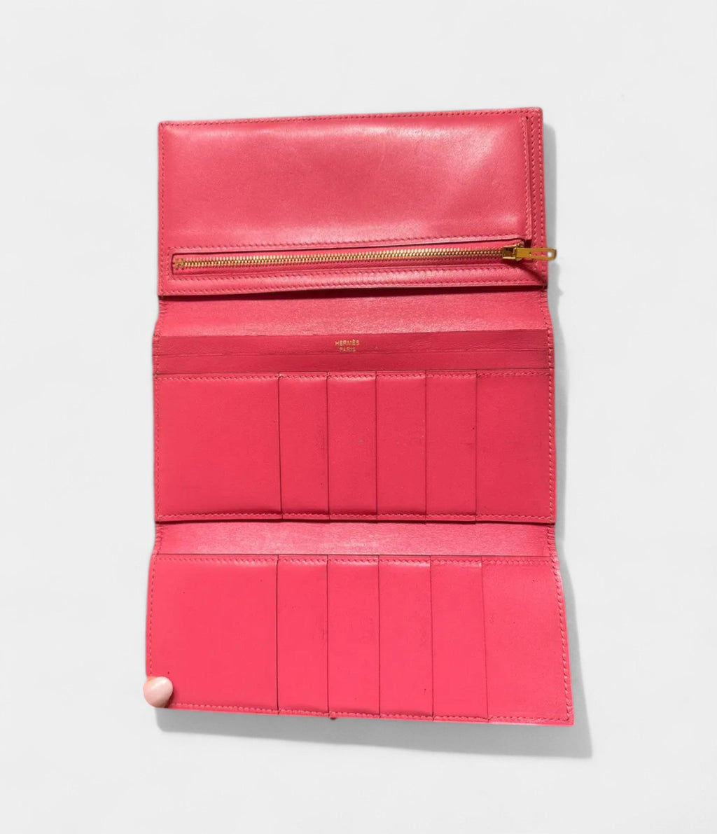 HMBéarn Leather Wallet in Pink Soft Luxury Signature Silhouette