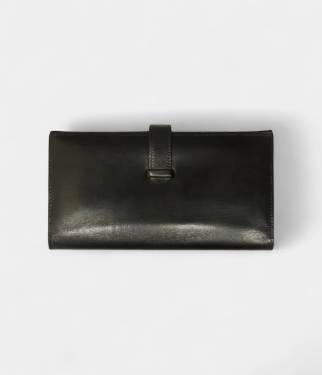 HMBéarn Linen and Leather Wallet in Black Textured Elegance with a Modern Edge