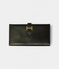 HMBéarn Linen and Leather Wallet in Black Textured Elegance with a Modern Edge