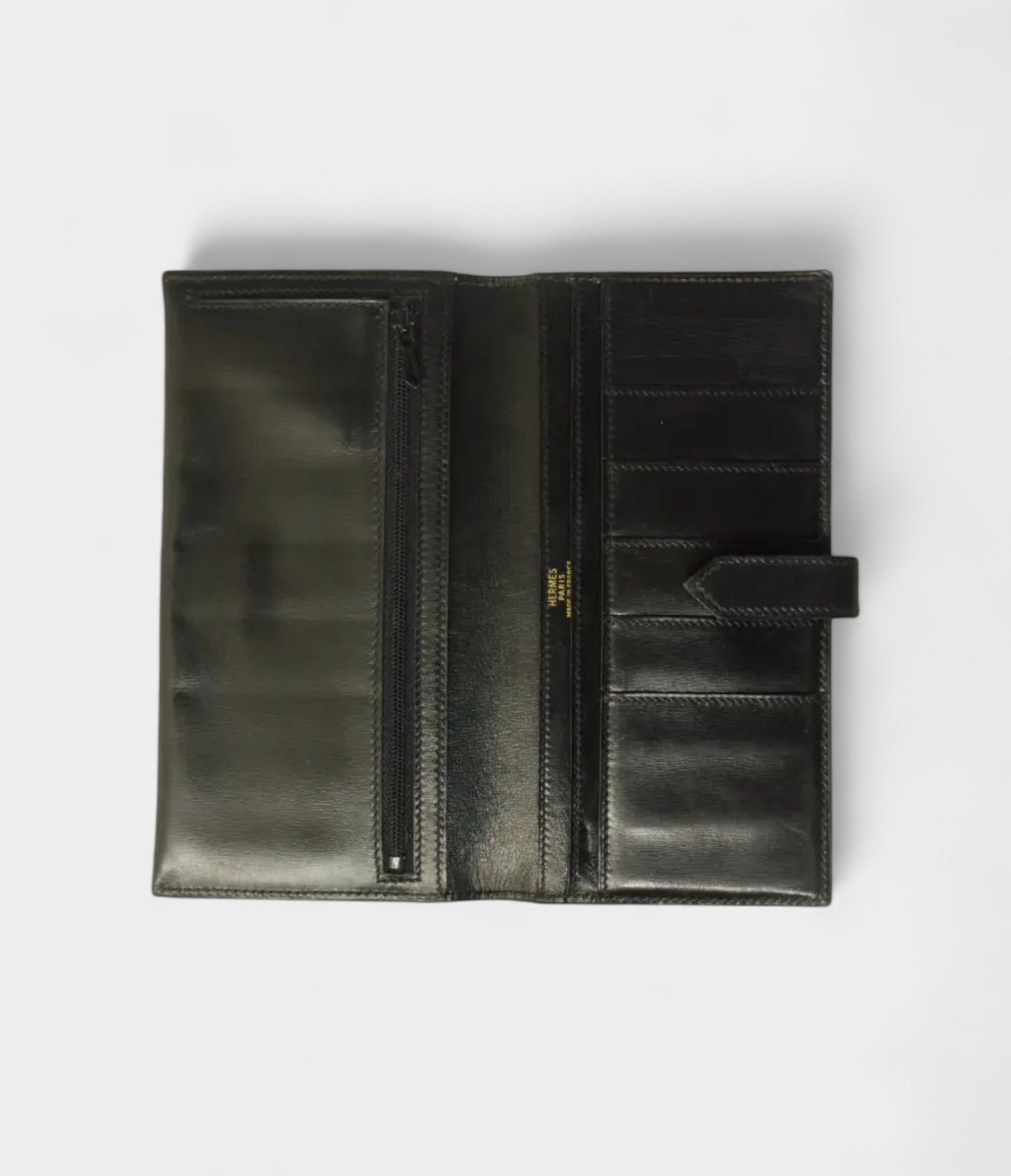 HMBéarn Linen and Leather Wallet in Black Textured Elegance with a Modern Edge