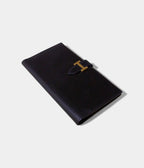 HMBéarn Linen and Leather Wallet in Black Textured Elegance with a Modern Edge