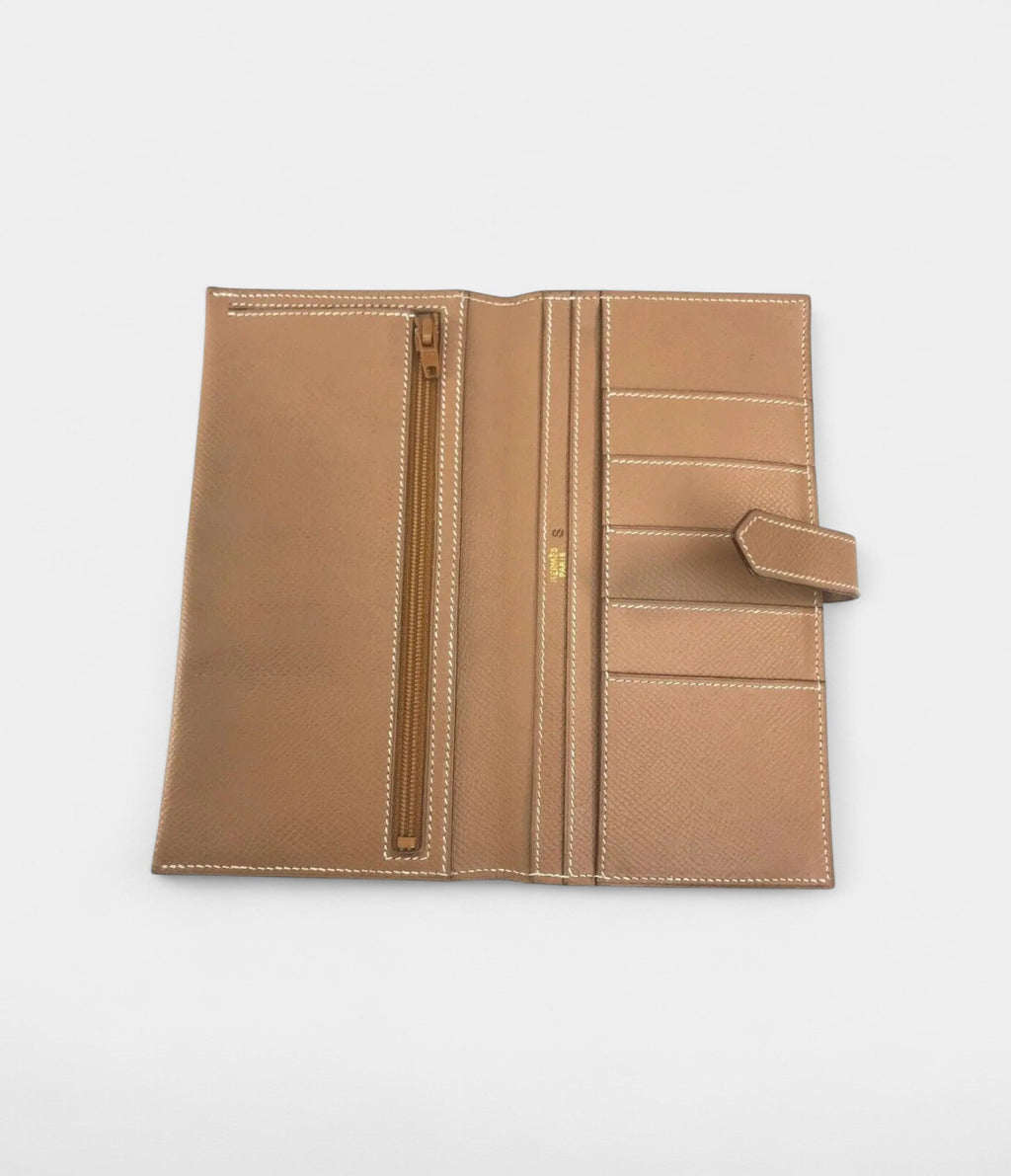 HMBéarn Wallet in Beige Leather