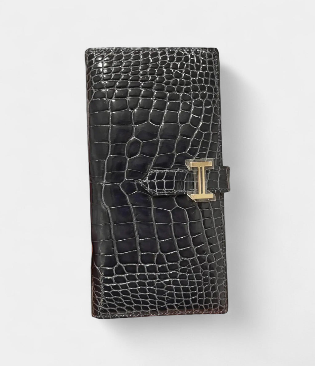 HMBéarn Wallet in Navy Crocodile Leather
