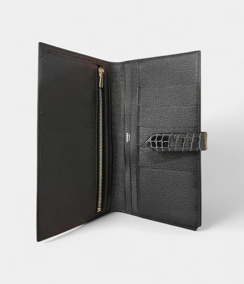 HMBéarn Wallet in Navy Crocodile Leather