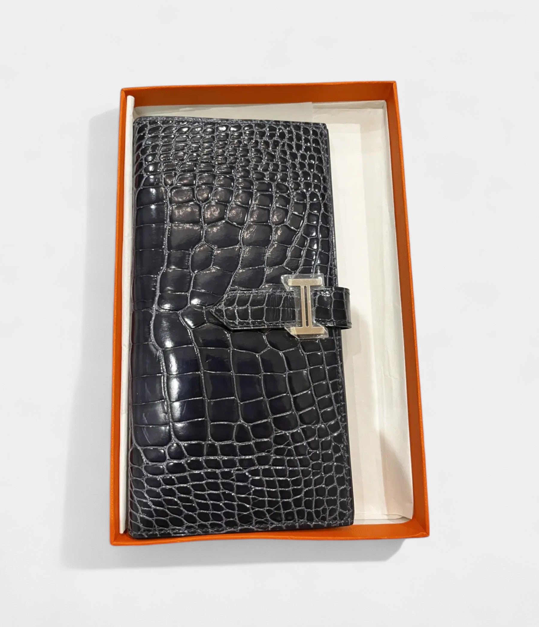 HMBéarn Wallet in Navy Crocodile Leather