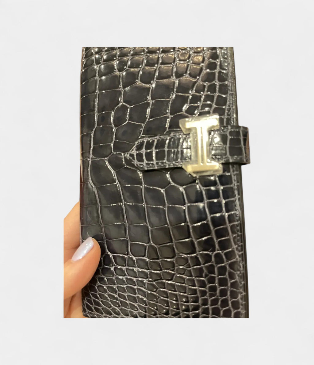 HMBéarn Wallet in Navy Crocodile Leather