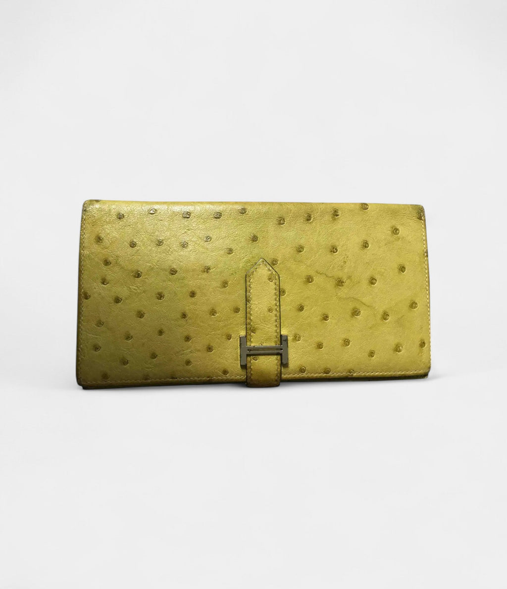 HMBéarn Wallet in Yellow Ostrich Leather