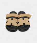 Hermes Beige Suede Chypre Slide Sandals 44 EU