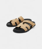 Hermes Beige Suede Chypre Slide Sandals 44 EU