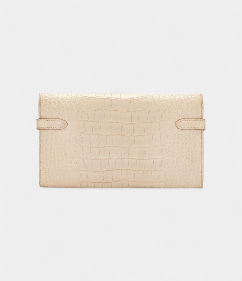 HMBeton Matte Alligator Kelly Wallet Palladium Hardware