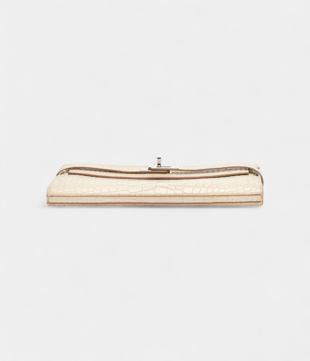 HMBeton Matte Alligator Kelly Wallet Palladium Hardware