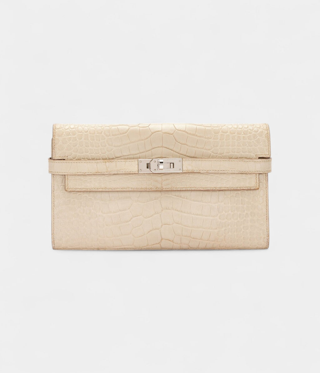 HMBeton Matte Alligator Kelly Wallet Palladium Hardware
