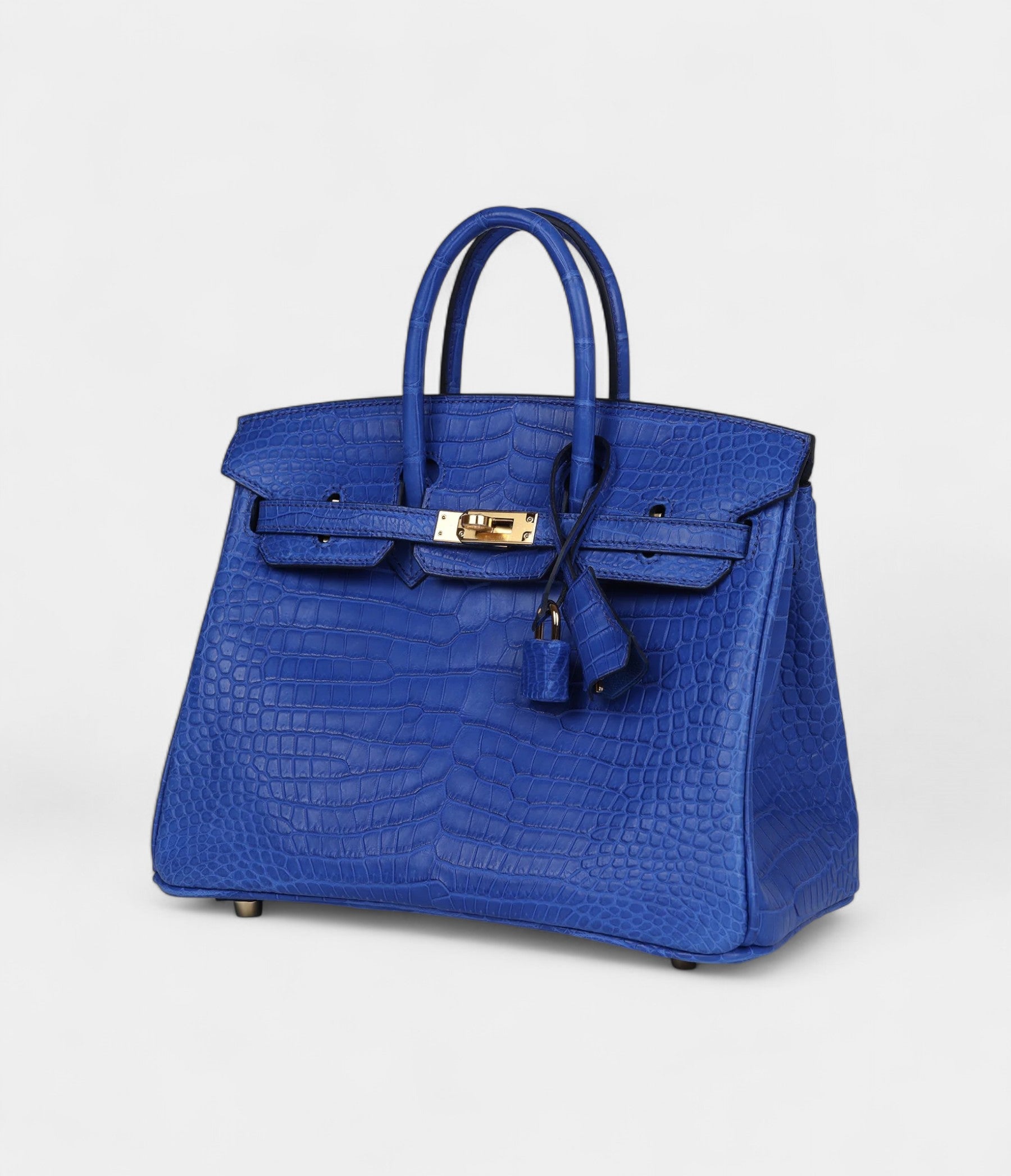 HM BK 25 Bleu Royal Matte Porosus Crocodile Gold Hardware