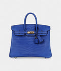 HM BK 25 Bleu Royal Matte Porosus Crocodile Gold Hardware
