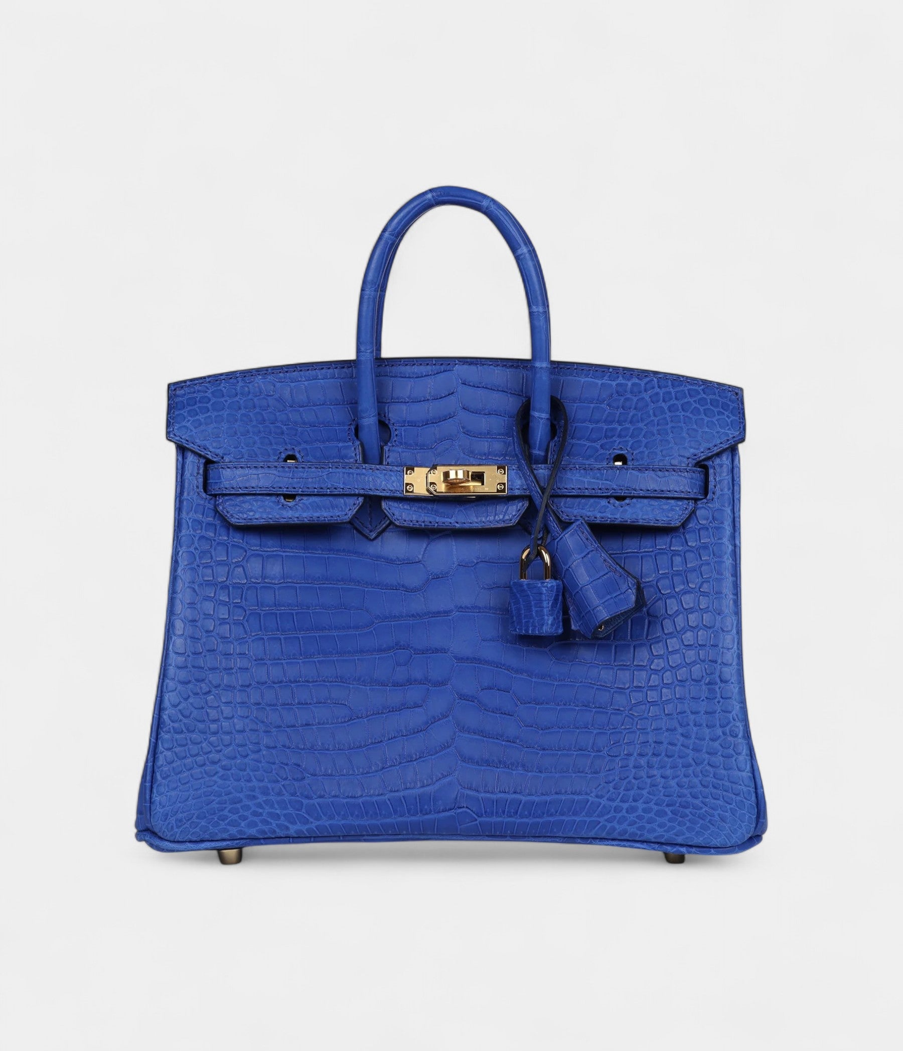 HM BK 25 Bleu Royal Matte Porosus Crocodile Gold Hardware