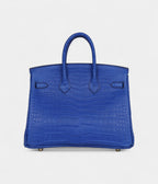 HM BK 25 Bleu Royal Matte Porosus Crocodile Gold Hardware