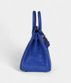 HM BK 25 Bleu Royal Matte Porosus Crocodile Gold Hardware