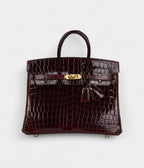 HM BK 25 Bordeaux Shiny Niloticus Crocodile Gold Hardware