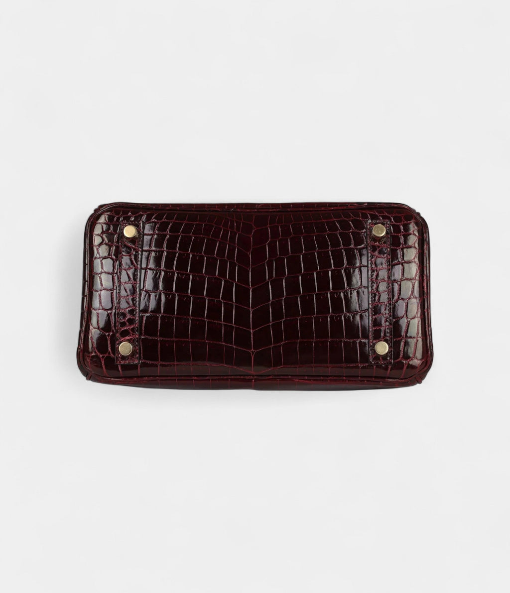 HM BK 25 Bordeaux Shiny Niloticus Crocodile Gold Hardware