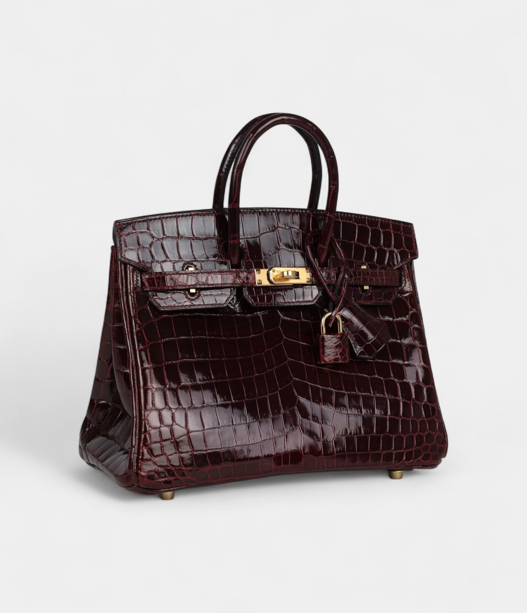 HM BK 25 Bordeaux Shiny Niloticus Crocodile Gold Hardware
