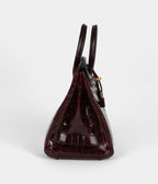 HM BK 25 Bordeaux Shiny Niloticus Crocodile Gold Hardware