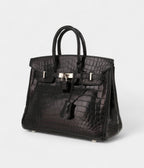 HM BK 25 Cm Handbag In Black Niloticus Crocodile