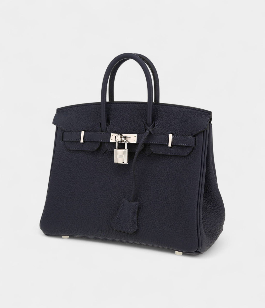 HM BK 25 Cm Handbag In Dark Blue Togo Leather