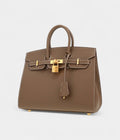 HM BK 25 Cm Handbag In Etoupe Epsom Leather