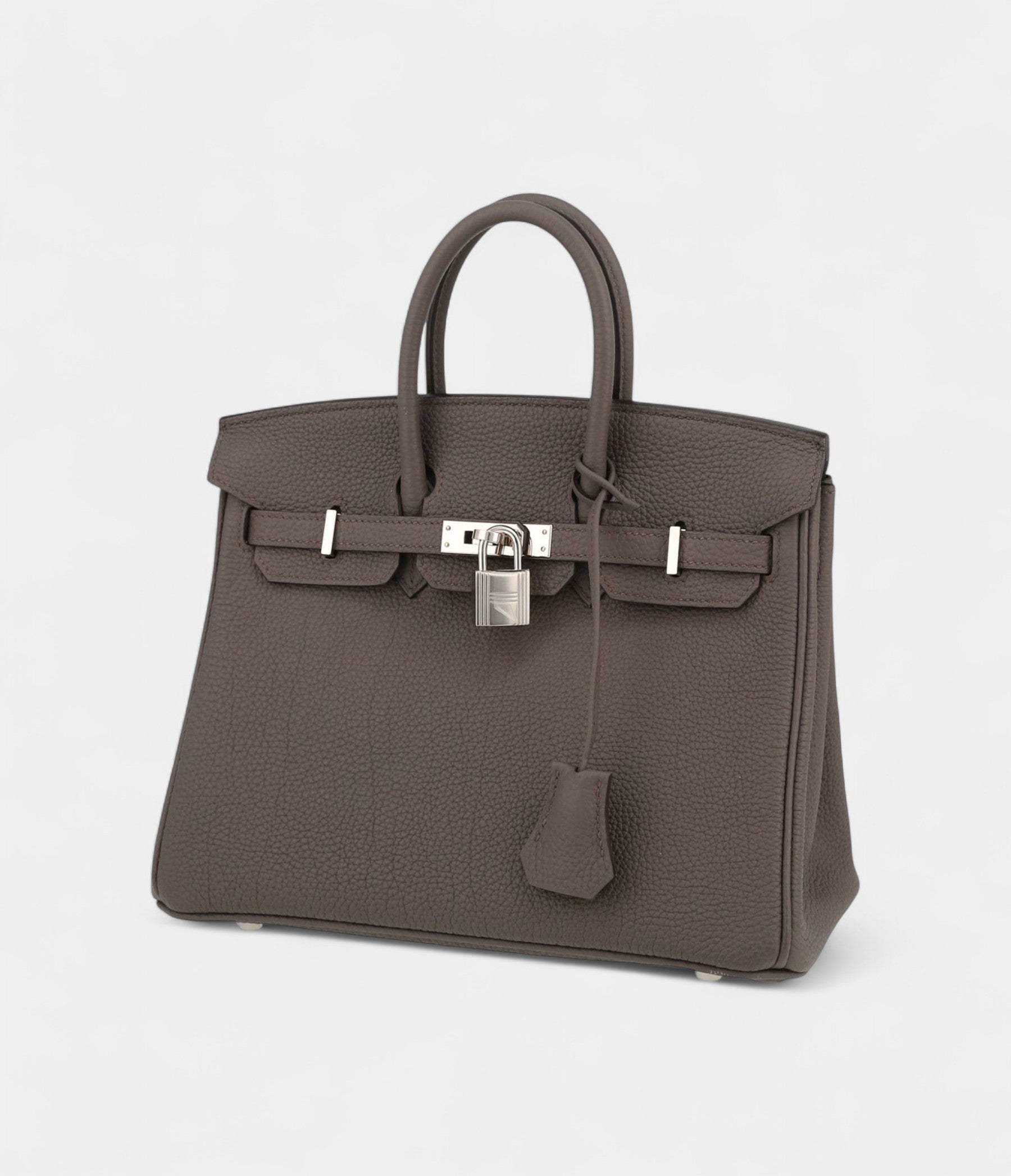 HM BK 25 Cm Handbag In Grey Togo Leather