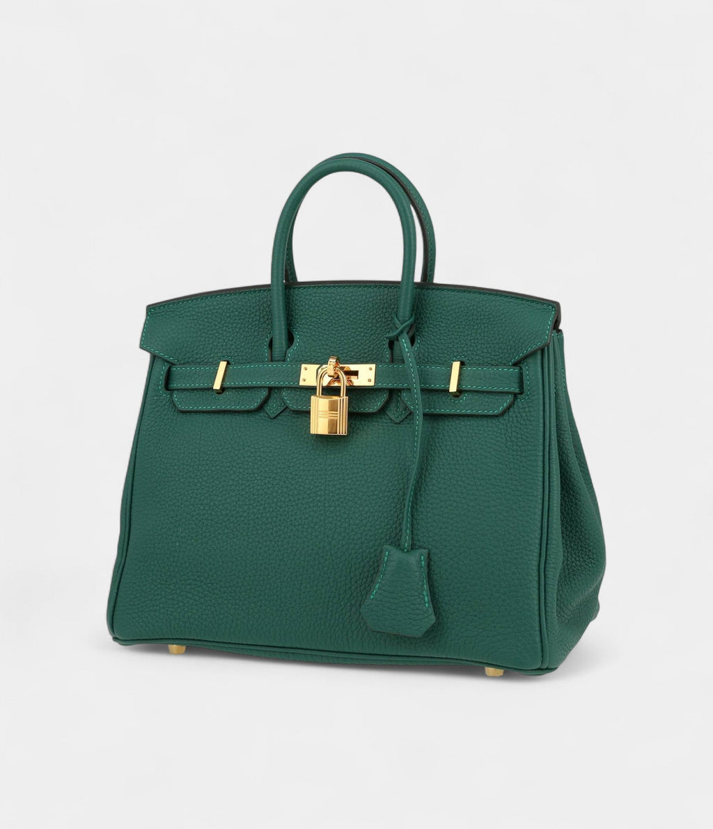 HM BK 25 Cm Handbag In Malachite Green Togo Leather