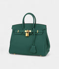 HM BK 25 Cm Handbag In Malachite Green Togo Leather